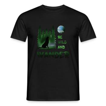 Be wild and wander Wolf - Men's T-Shirt - black - Front - AI Model Male 178 light (178cm)