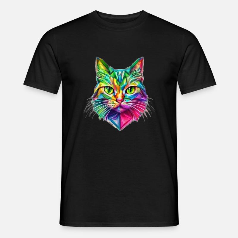 AUFFÄLLIGE STILISIERTE KATZE - Männer T-Shirt - Schwarz