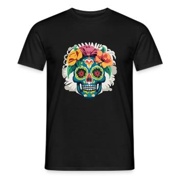 Calavera - Colorful Skull - Men's T-Shirt - black - Front - AI Model Male 178 light (178cm)