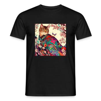 Katze Japanisch - Männer T-Shirt - Schwarz - Vorne - AI Model Male 178 light (178cm)