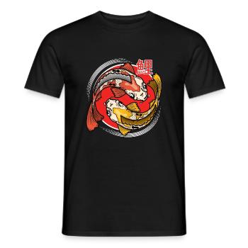 Cercle de carpes koï - T-shirt homme - noir - Devant - AI Model Male 178 light (178cm)