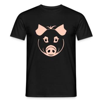 Schwein im Comic Stil - Männer T-Shirt - Schwarz - Vorne - AI Model Male 178 light (178cm)