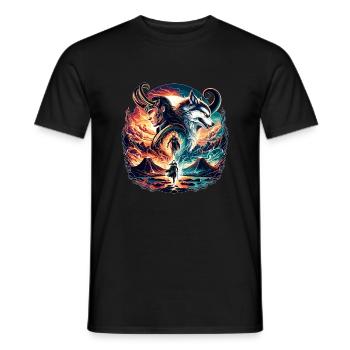 Clash of the Gods of Midgard - Vikings Fantasy - Men's T-Shirt - black - Front - AI Model Male 178 light (178cm)