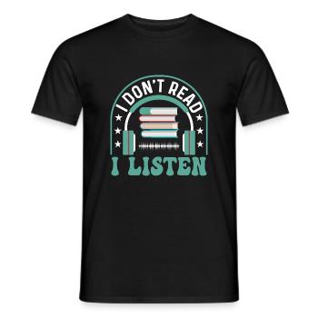 Aficionado du livre audio : Je ne lis pas, j’écoute - T-shirt homme - noir - Devant - AI Model Male 178 light (178cm)
