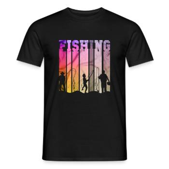 fish, fish, fishing, lake, sea, fishing, fauna, exotic - Men's T-Shirt - black - Front - AI Model Male 178 light (178cm)