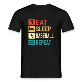 Manger dormir Baseball Répéter Sport Fan Softball - T-shirt homme - noir - Devant - AI Model Male 178 light (178cm)