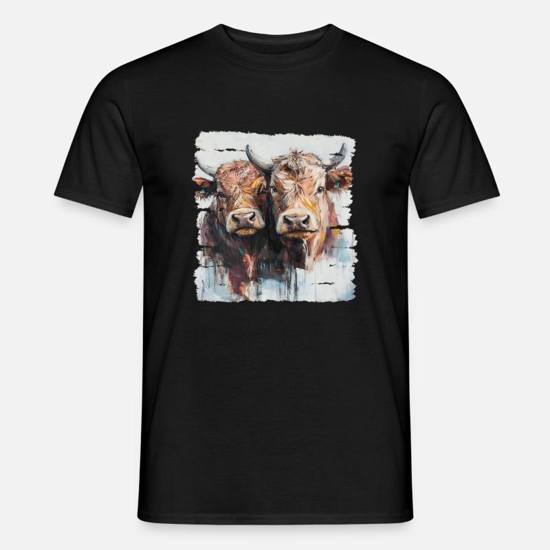 Zwei Jungbullen oder zwei Kühe? - Männer T-Shirt - Schwarz