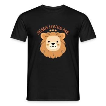 Jesus Loves Me Cute Lion Christian - Männer T-Shirt - Schwarz - Vorne - AI Model Male 178 light (178cm)