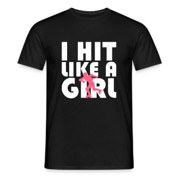 I Hit Like A Girl Roller Derby Skating - Men's T-Shirt - black - Front - AI Model Male 178 light (178cm)