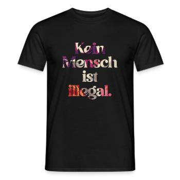 PERSONNE N’EST ILLÉGAL - L’Original - T-shirt homme - noir - Devant - AI Model Male 178 light (178cm)