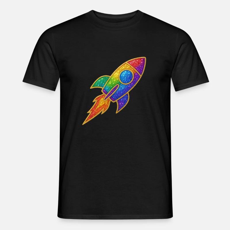 GlitzerRakete Regenbogen Durchstarter Glitzer Gold - Männer T-Shirt - Schwarz