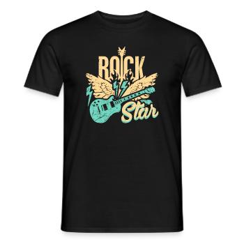 Guitare électrique Rock Star - T-shirt homme - noir - Devant - AI Model Male 178 light (178cm)