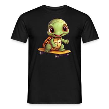 Skateboardende Schildkröte, Sportliches Tierdesign - Männer T-Shirt - Schwarz - Vorne - AI Model Male 178 light (178cm)