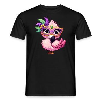 Mardi Gras Comic Flamingo - Men's T-Shirt - black - Front - AI Model Male 178 light (178cm)