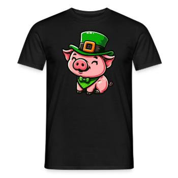 Niedliches St. Patrick Schwein Cartoon - Männer T-Shirt - Schwarz - Vorne - AI Model Male 178 light (178cm)