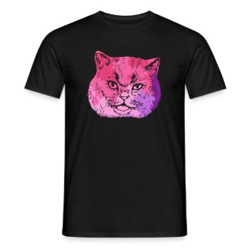 British Shorthair cat Colorful - Men's T-Shirt - black - Front - AI Model Male 178 light (178cm)
