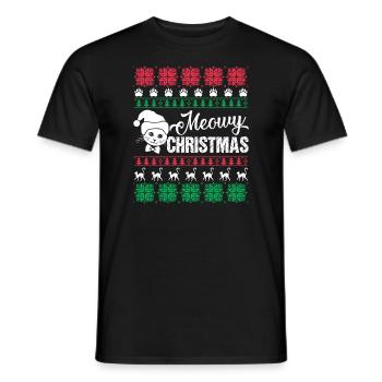 Cat Christmas Cat Lover Merry Christmas - Men's T-Shirt - black - Front - AI Model Male 178 light (178cm)