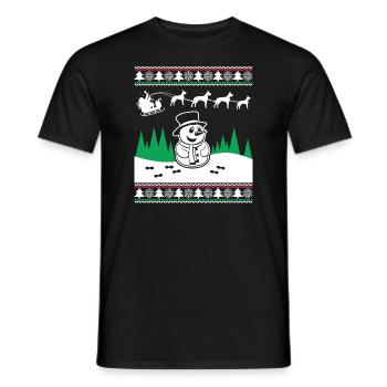 Funny Snowman Great Dane Christmas - Men's T-Shirt - black - Front - AI Model Male 178 light (178cm)