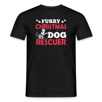Christmas Furry Dog Rescuer Christmas - Men's T-Shirt - black - Front - AI Model Male 178 light (178cm)