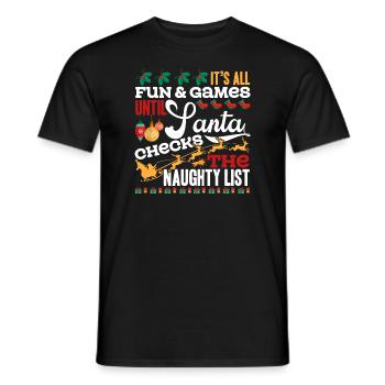 Christmas Santa Checks The Naughty List - Men's T-Shirt - black - Front - AI Model Male 178 light (178cm)