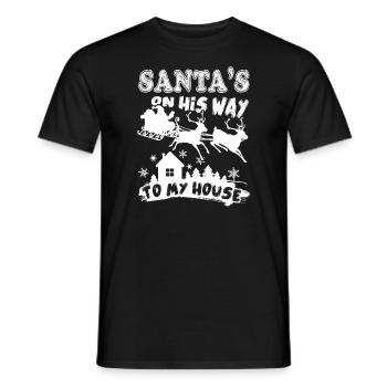 Christmas Santa Is On His Way To My House - Men's T-Shirt - black - Front - AI Model Male 178 light (178cm)