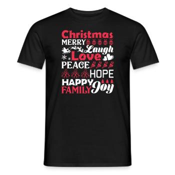 Christmas Christmas Words Laugh Peace Love - Men's T-Shirt - black - Front - AI Model Male 178 light (178cm)