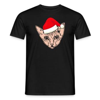 Christmas Santa Sphynx Cat - Men's T-Shirt - black - Front - AI Model Male 178 light (178cm)