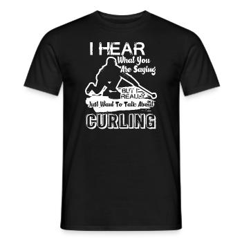 Curling Talk About Curling - Men's T-Shirt - black - Front - AI Model Male 178 light (178cm)