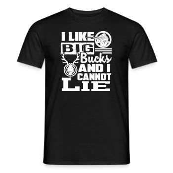 Deer Hunting Deer Hunting I Like Big Bucks - Men's T-Shirt - black - Front - AI Model Male 178 light (178cm)