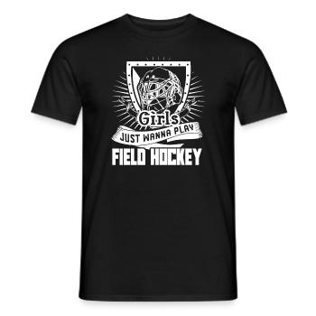 Field Hockey Wanna Play Field Hockey - Men's T-Shirt - black - Front - AI Model Male 178 light (178cm)