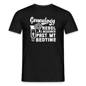 Genealogy Rebel Research Past My Bedtime - Men's T-Shirt - black - Front - AI Model Male 178 light (178cm)