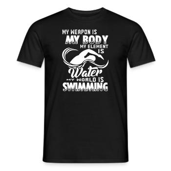 Swimming My World Is Swimming - Men's T-Shirt - black - Front - AI Model Male 178 light (178cm)