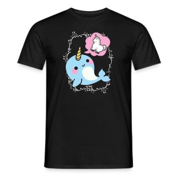 Narwhal Dreaming Of Unicorn - Men's T-Shirt - black - Front - AI Model Male 178 light (178cm)