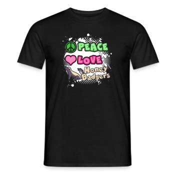 Peace Love Honey Badgers - Men's T-Shirt - black - Front - AI Model Male 178 light (178cm)