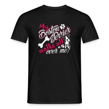 My Boston Terrier Walks All Over Me - Men's T-Shirt - black - Front - AI Model Male 178 light (178cm)