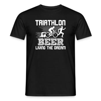 Triathlon And Beer Living The Dream - Men's T-Shirt - black - Front - AI Model Male 178 light (178cm)