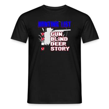 Hunting List Gun Blind Deer Story - Men's T-Shirt - black - Front - AI Model Male 178 light (178cm)