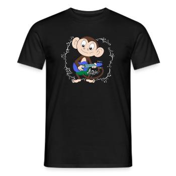 Sock Monkey Plays Ukulele Hula - Men's T-Shirt - black - Front - AI Model Male 178 light (178cm)