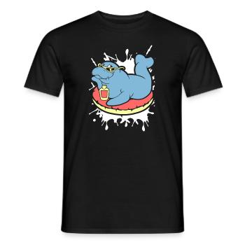 Funny Manatee Does Sunbath - Men's T-Shirt - black - Front - AI Model Male 178 light (178cm)