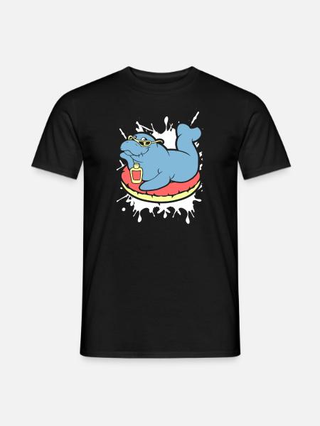 Funny Manatee Does Sunbath - Men's T-Shirt - black