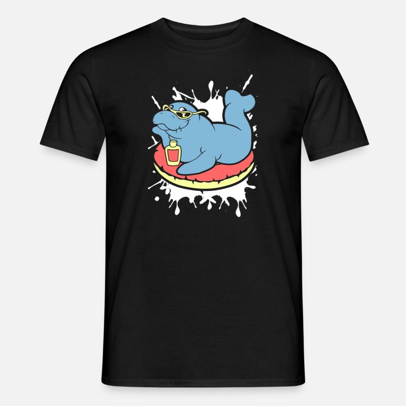 Funny Manatee Does Sunbath - Men’s T-shirt - black
