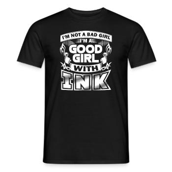 Tattoo Artist Good Girl With Ink - Men's T-Shirt - black - Front - AI Model Male 178 light (178cm)
