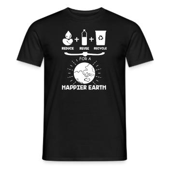 Earth Day Reduce Reuse Recycle Happier Earth - Men's T-Shirt - black - Front - AI Model Male 178 light (178cm)