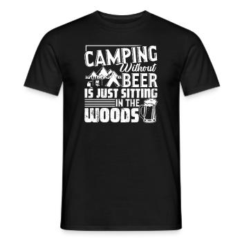 Camping Without Beer Is Just Sitting In The Woods - Men's T-Shirt - black - Front - AI Model Male 178 light (178cm)