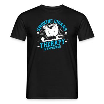 Cigar Smoking Because Therapy Is Expensive - Men's T-Shirt - black - Front - AI Model Male 178 light (178cm)