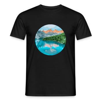 Montagnes et lac - T-shirt homme - noir - Devant - AI Model Male 178 light (178cm)