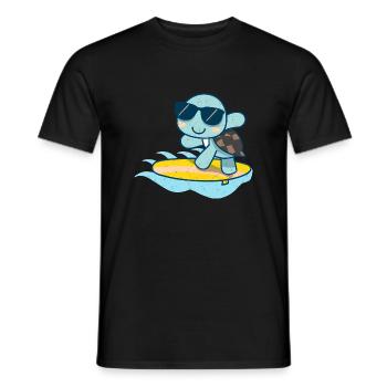 Süße Schildkröte mit Sonnenbrille auf Surfbrett - Männer T-Shirt - Schwarz - Vorne - AI Model Male 178 light (178cm)