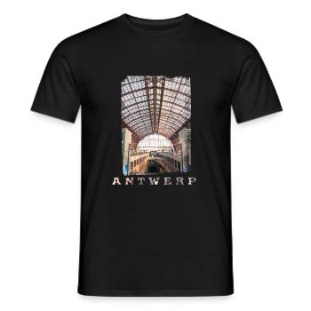 antwerpen | Hauptbahnhof - Männer T-Shirt - Schwarz - Vorne - AI Model Male 178 light (178cm)