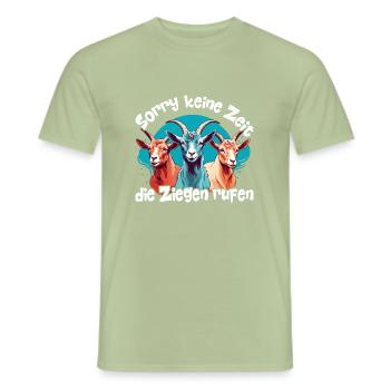 Keine Zeit die Ziegen rufen lustiger Ziegenspruch - Männer T-Shirt - Sage - Vorne - AI Model Male 178 light (178cm)