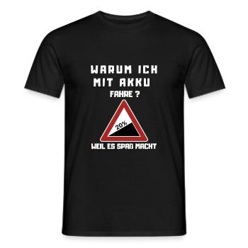 For e-bike lovers. Why do I drive with battery? - Men's T-Shirt - black - Front - AI Model Male 178 light (178cm)